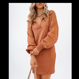 VICI Homer Cotton Blend Sweater Dress - Terracotta